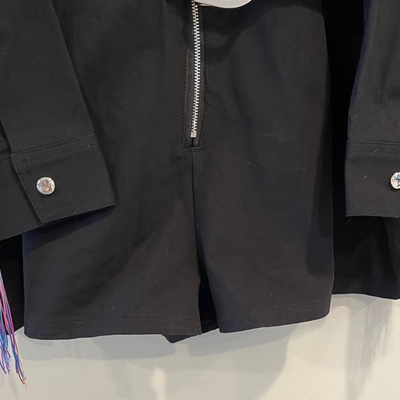 PRIDE Black Shorts Jumpsuit Romper Zip Front w Colorful Fringe Size S  NWT - Picture 8 of 13